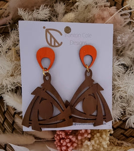 Wooden Tribal design earrings